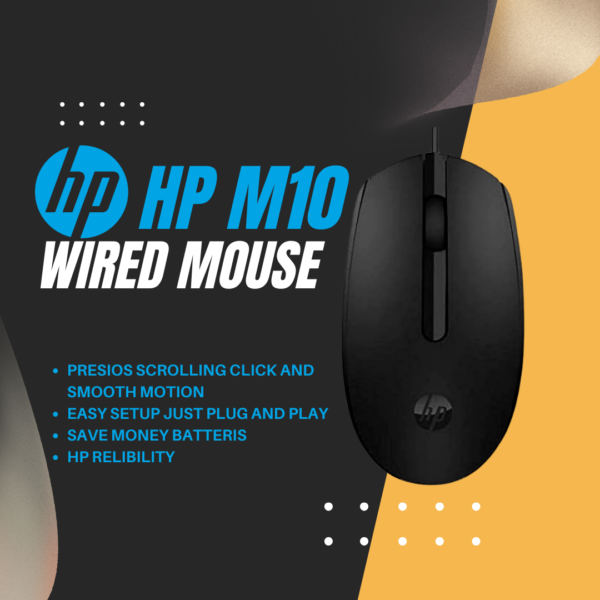HP M10 Wired USB Mouse High Definition 1000DPI Optical Tracking
