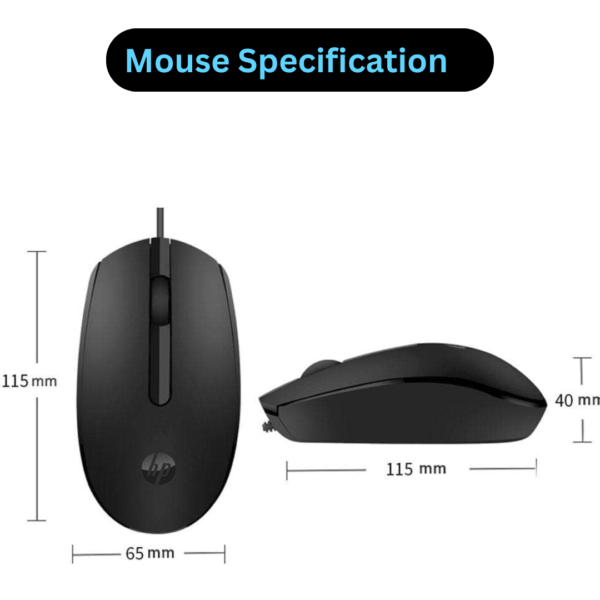 HP M10 Wired USB Mouse High Definition 1000DPI Optical Tracking - Image 2